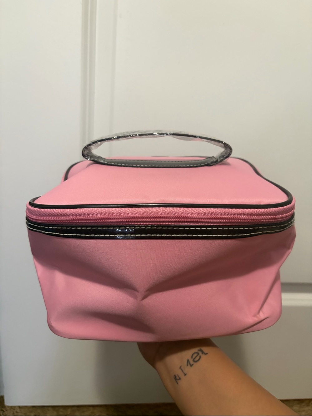 Lancome Pink Cosmetic Train Case with Top Handle
